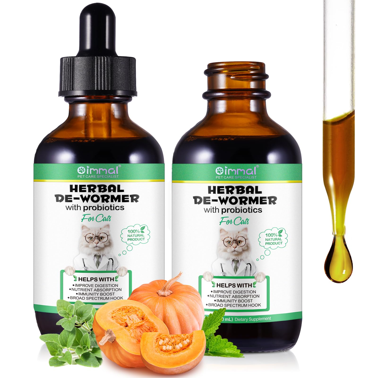 WELOSUER cat drops bottle provides natural digestive support for cats.