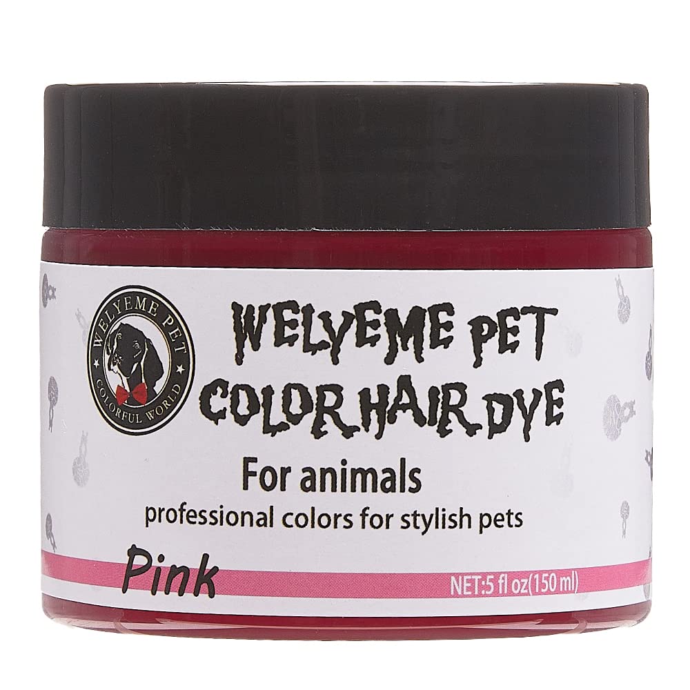 WELYEME dog hair dye bright pink bottle delivers vivid, long-lasting color for pets.