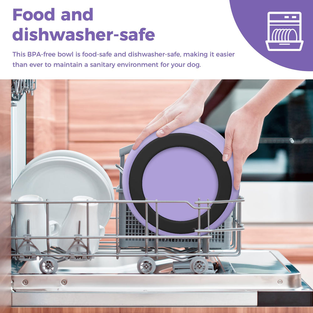 WENBOKMIN dishwasher-safe dog bowl cleans quickly after feeding.