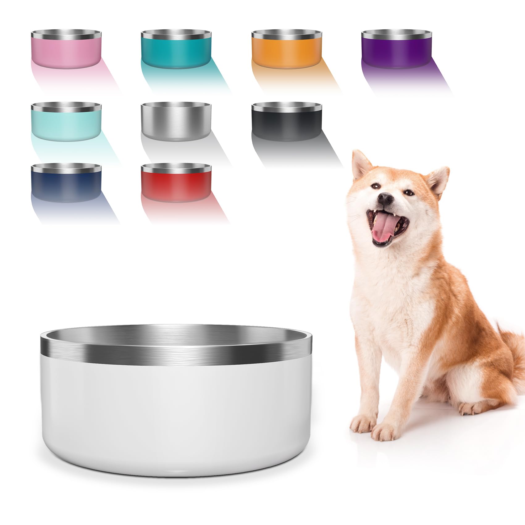 WENBOKMIN dog bowl 64oz white top view shows generous capacity for meals