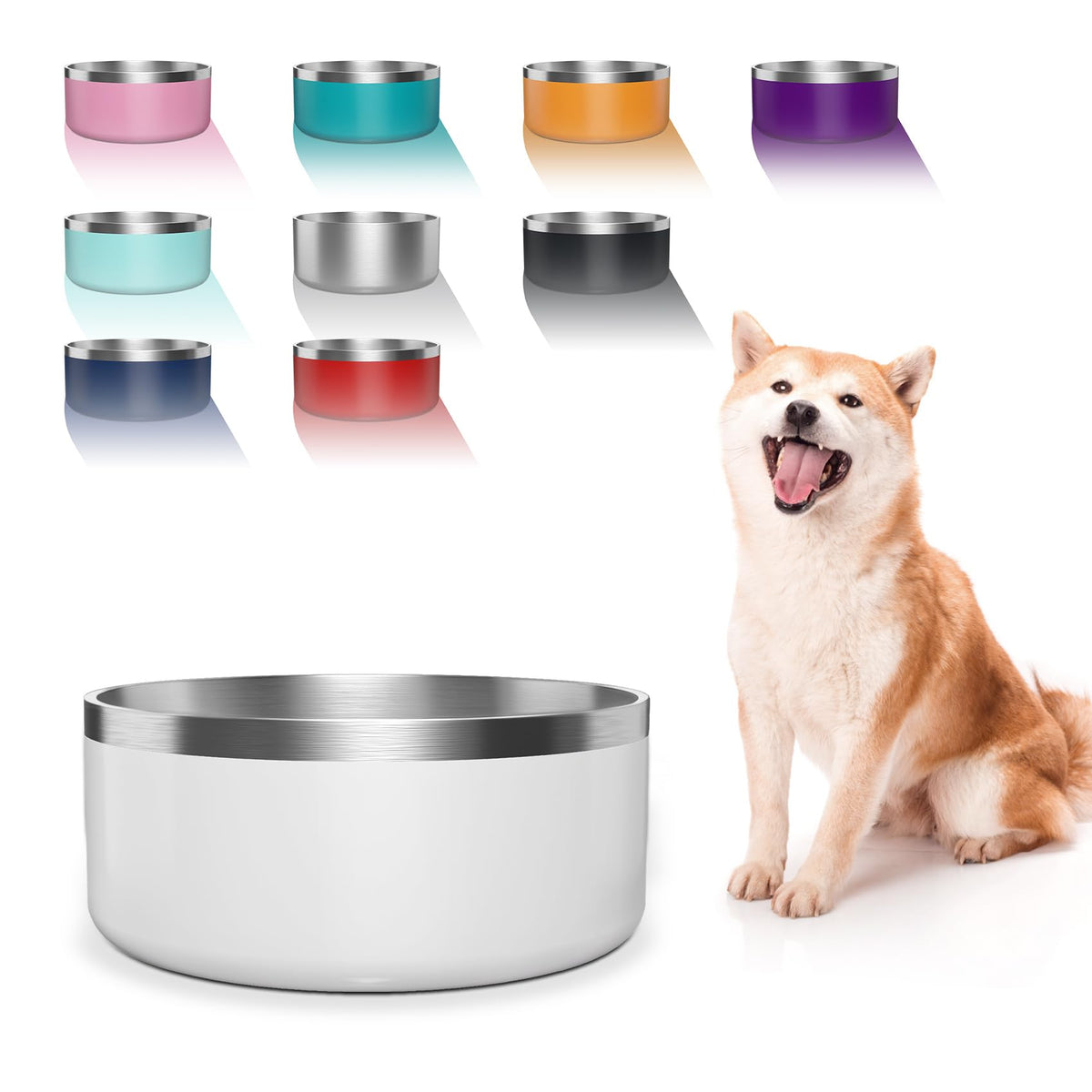 WENBOKMIN dog bowl 64oz white top view shows generous capacity for meals