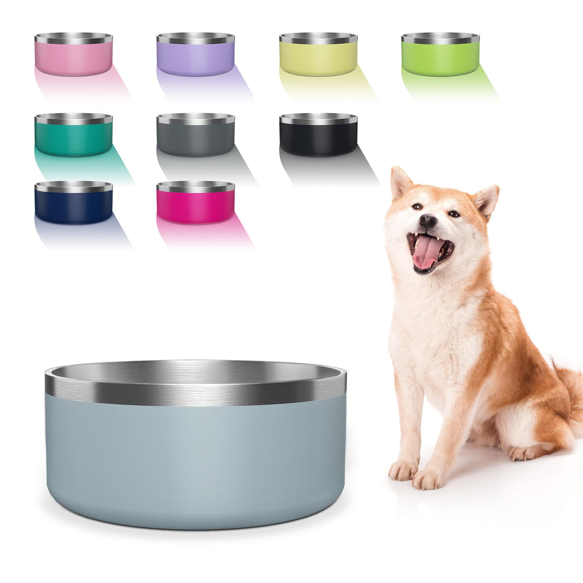 WENBOKMIN dog bowl shows durable stainless steel for easy cleaning