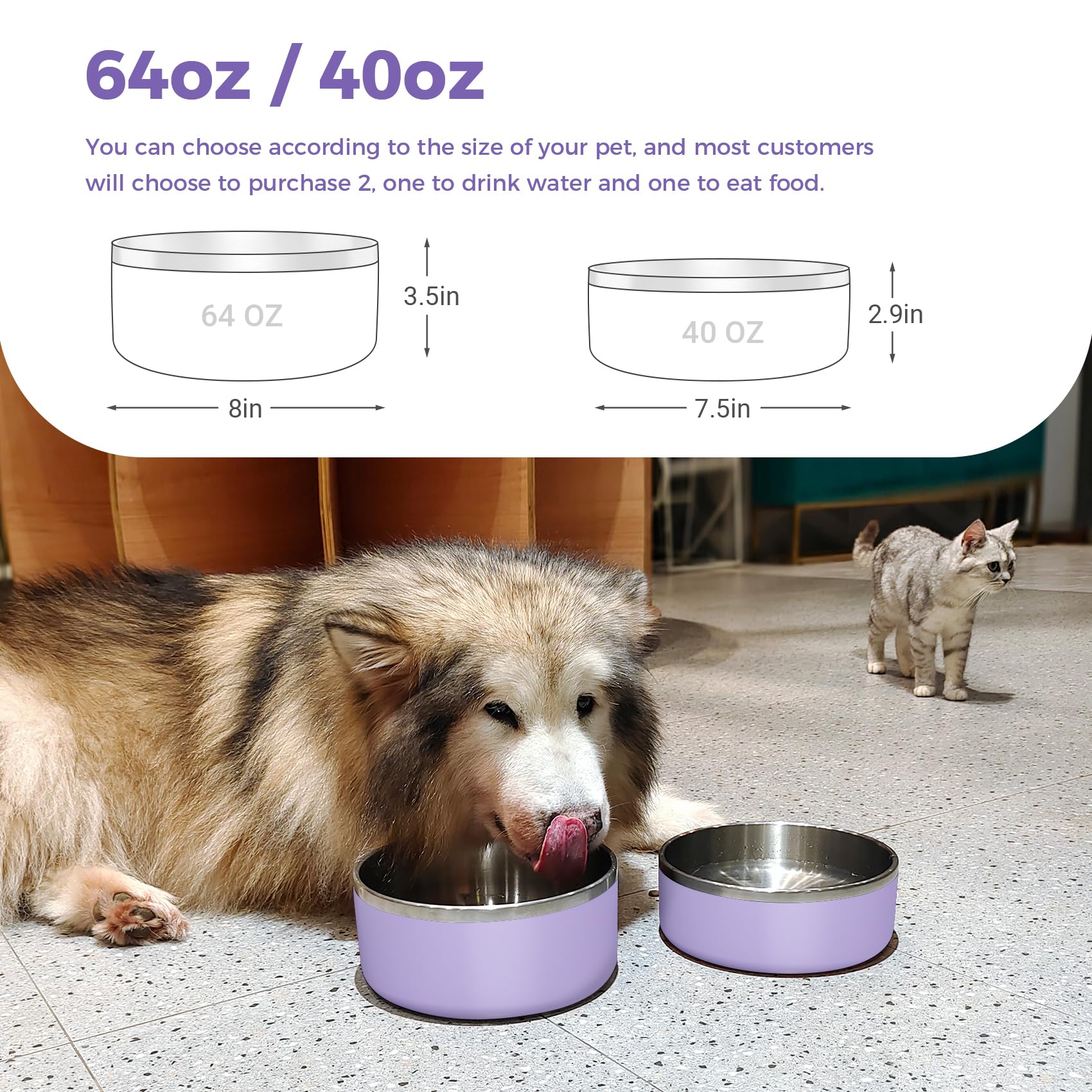 WENBOKMIN dog bowl flat bottom anti-slip design protects floors.