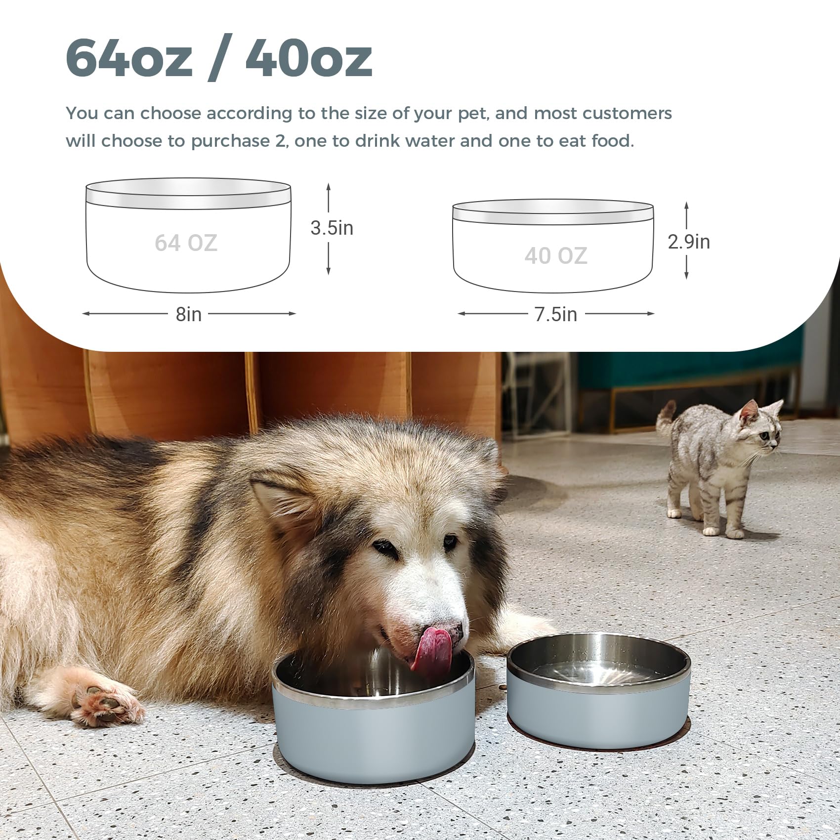 WENBOKMIN dog bowl with non-slip silicone bottom prevents sliding