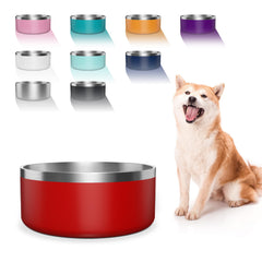 WENBOKMIN dog bowl stainless steel 40oz red close-up shows durable, easy-to-clean surface.