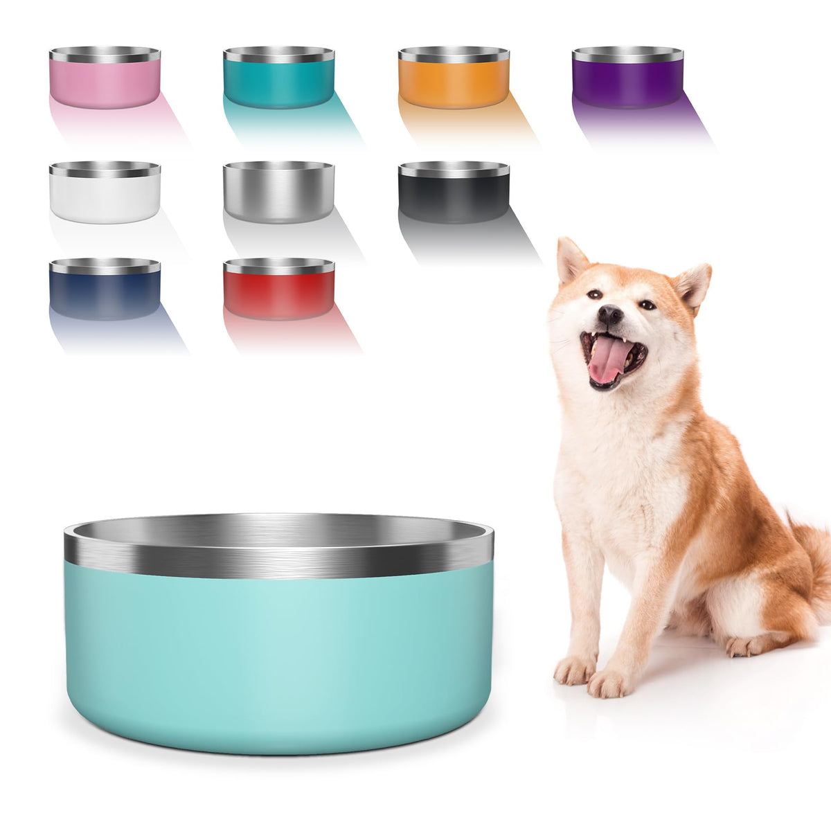 WENBOKMIN stainless steel dog bowl with anti-slip bottom for quiet, stable feeding.