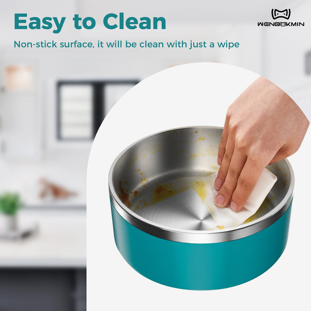 WENBOKMIN dog bowl stainless steel construction resists dents and stains