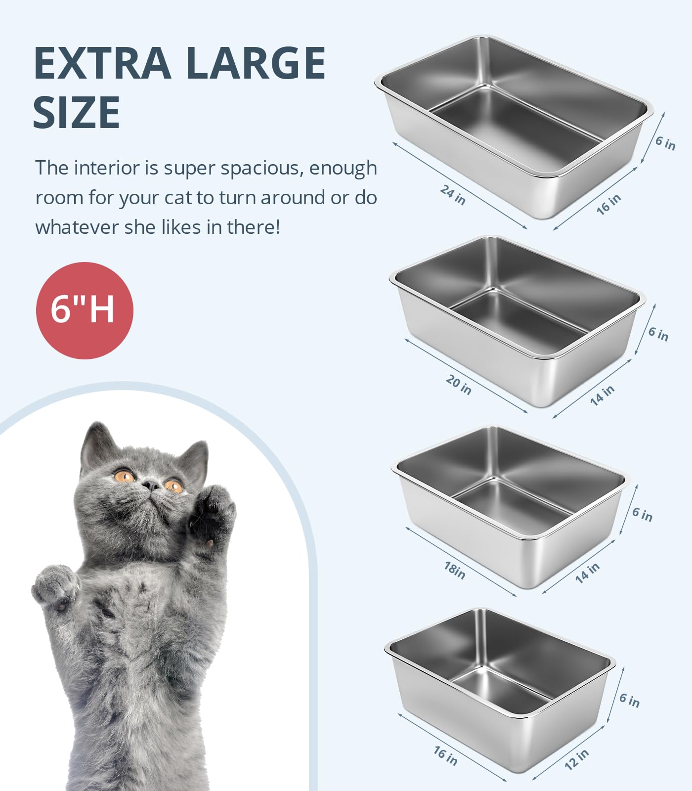 WENBOKMIN litter box interior shows spacious interior for large cats and rabbits