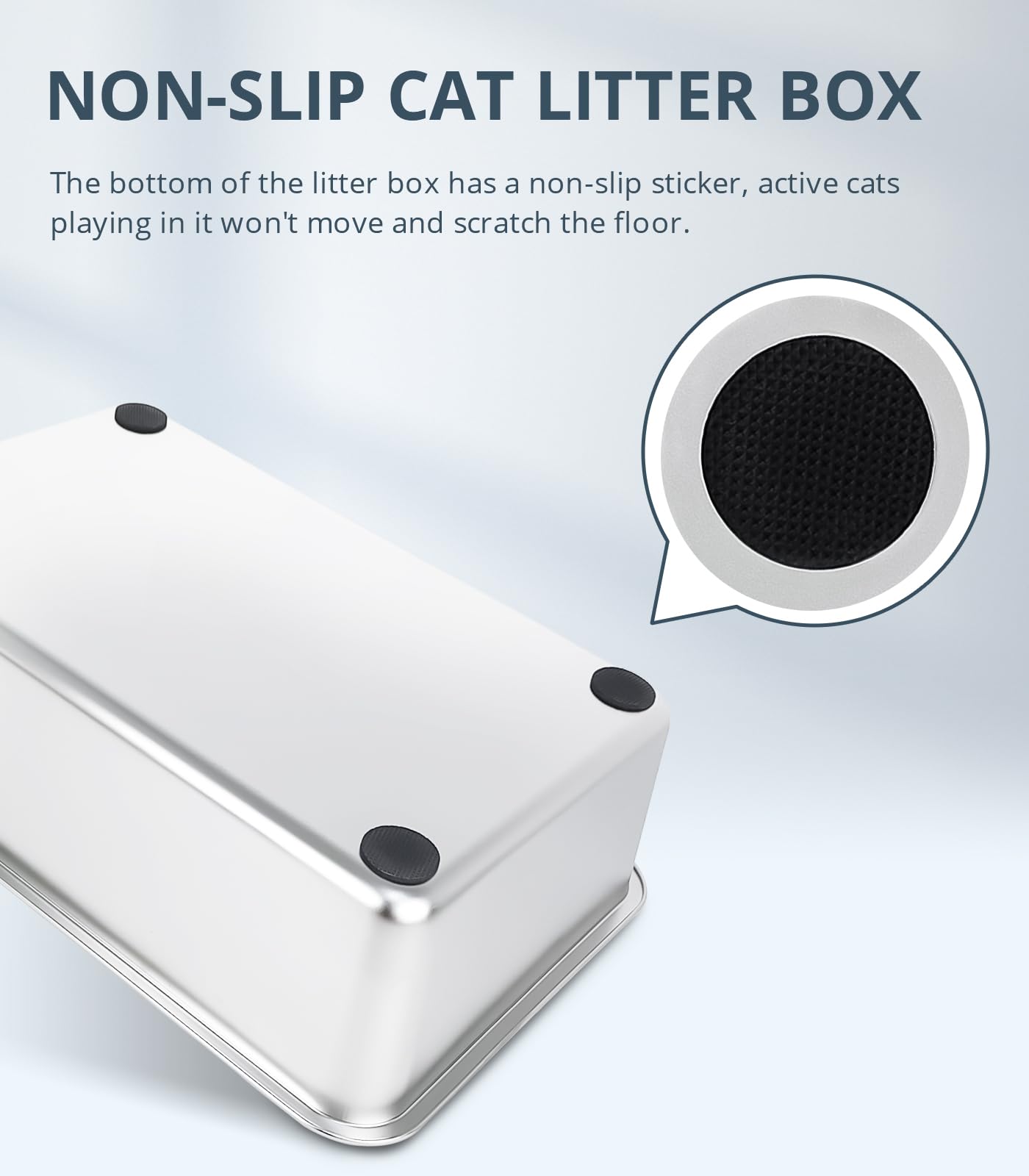 WENBOKMIN rust-resistant stainless steel litter box suitable for daily use.