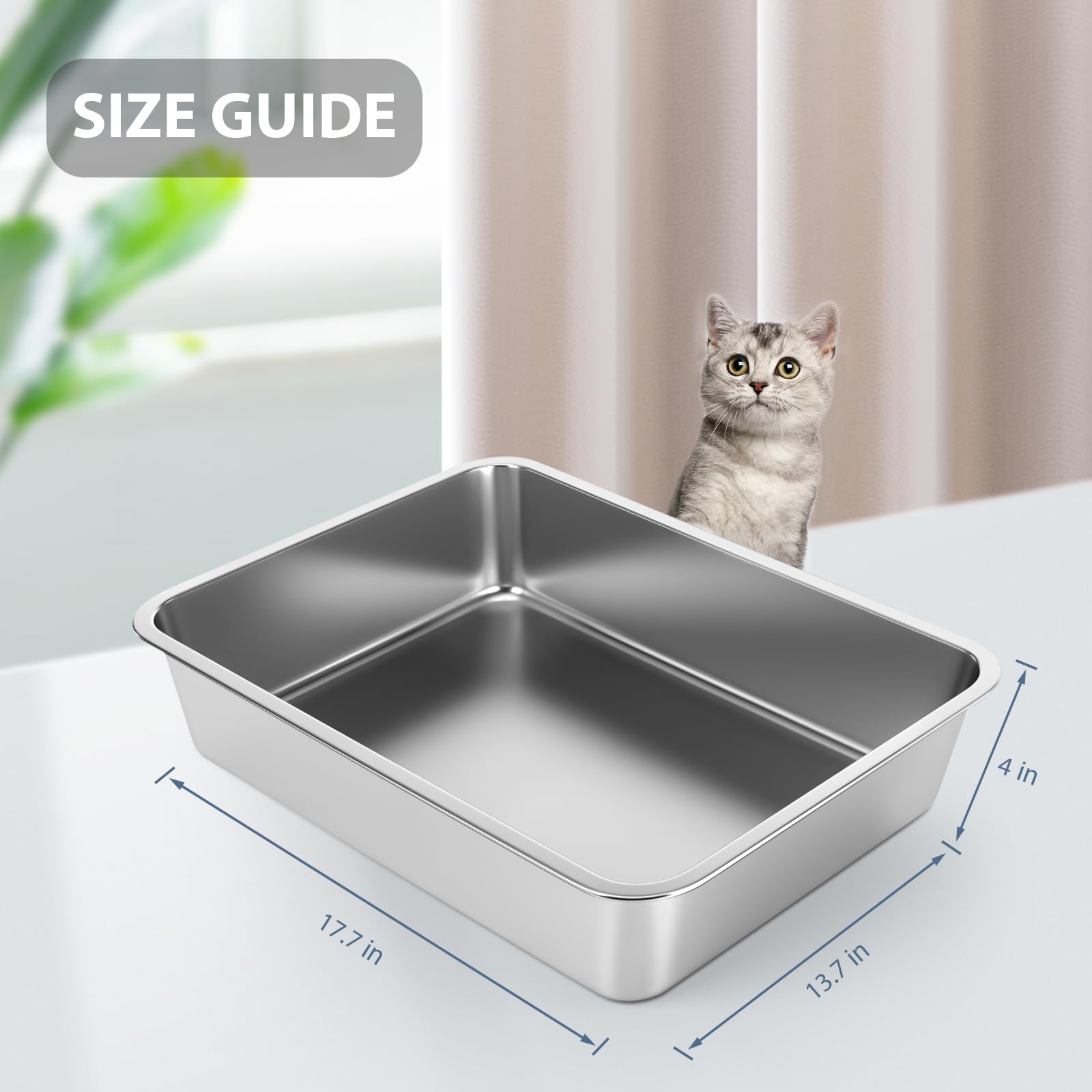WENBOKMIN litter box side view shows rust-free steel and lasting durability.