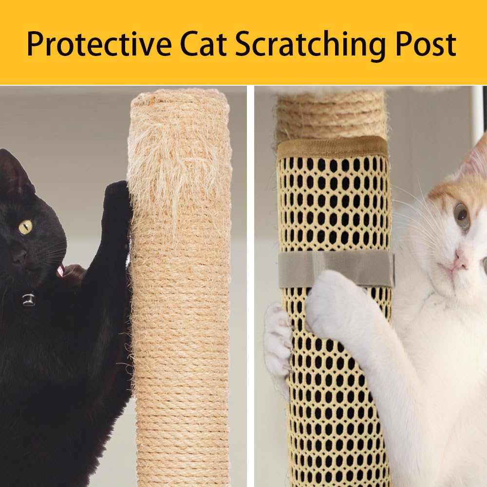 WENIFU cat scratch pad shows mesh outer layer protecting paws during filing.