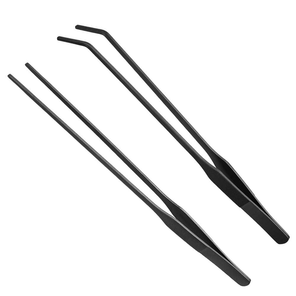 Wenplus aquarium tweezers straight tip in black for precise plant placement