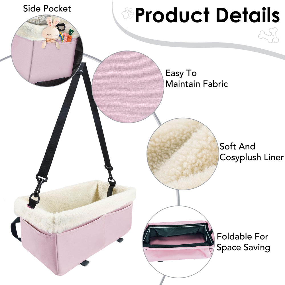 WENRENER dog car seat light-pink adds stylish, pet-friendly interior.