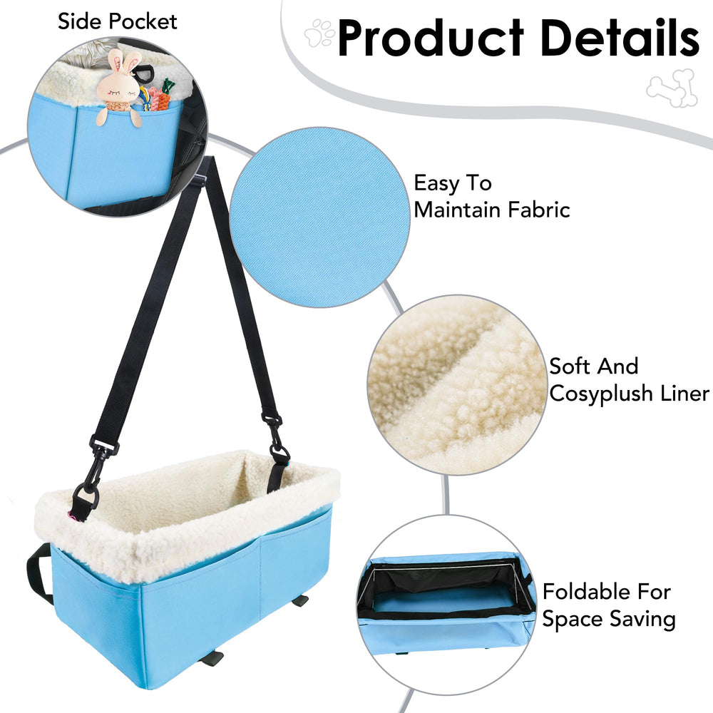 WENRENER dog car seat includes large side pockets for supplies.