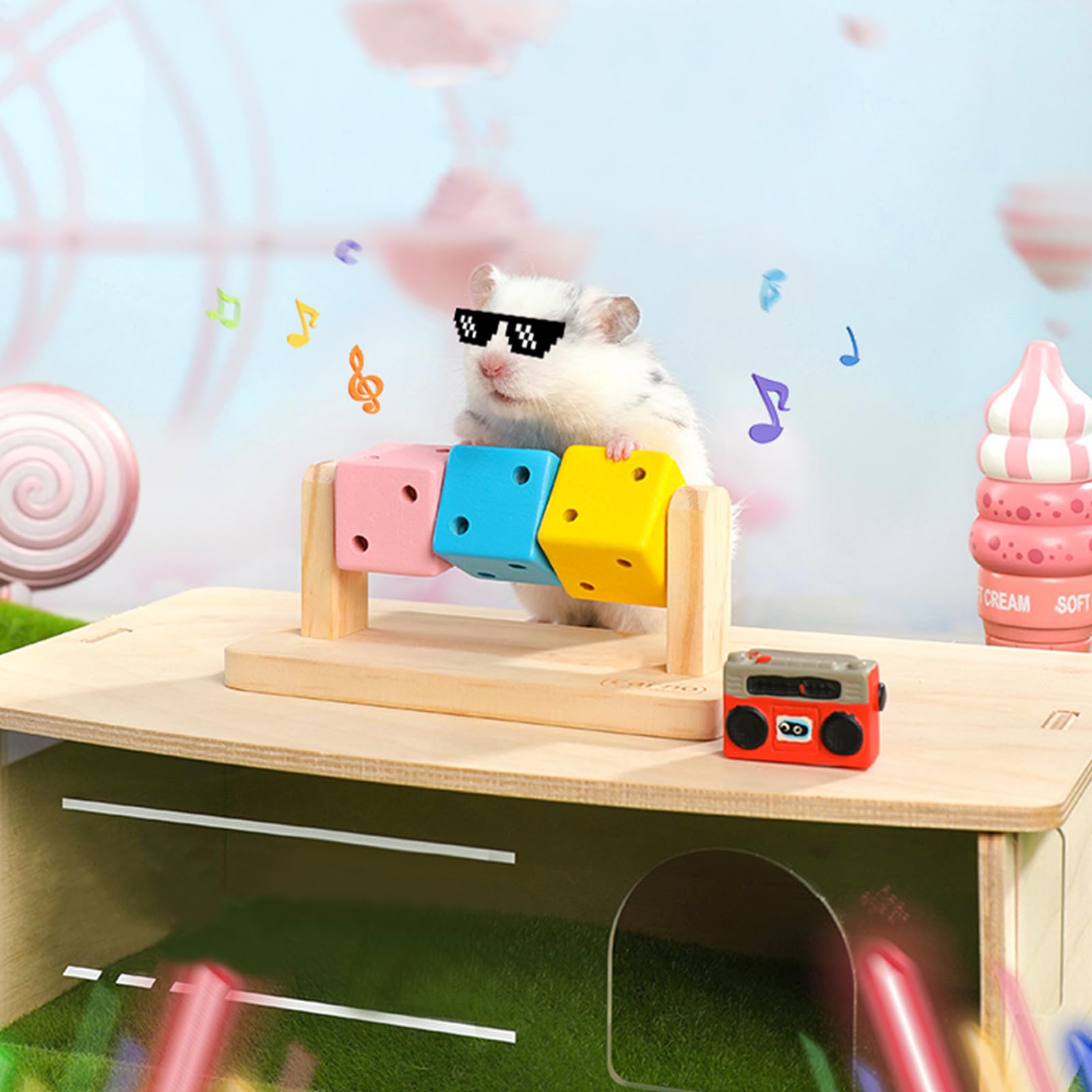 Wenriko gerbils rats wooden enrichment toy supports gnawing and exercise.