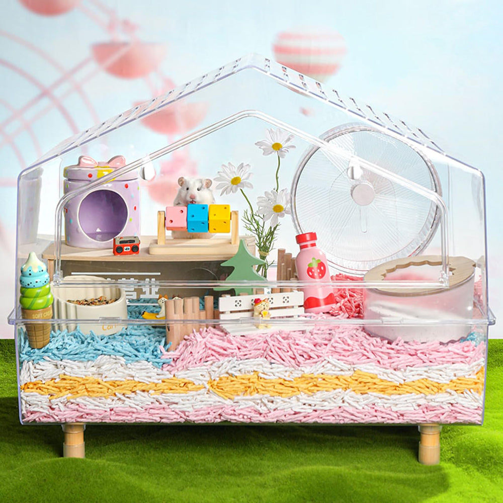 Wenriko hamster cage decoration brightens space while providing safe enrichment.