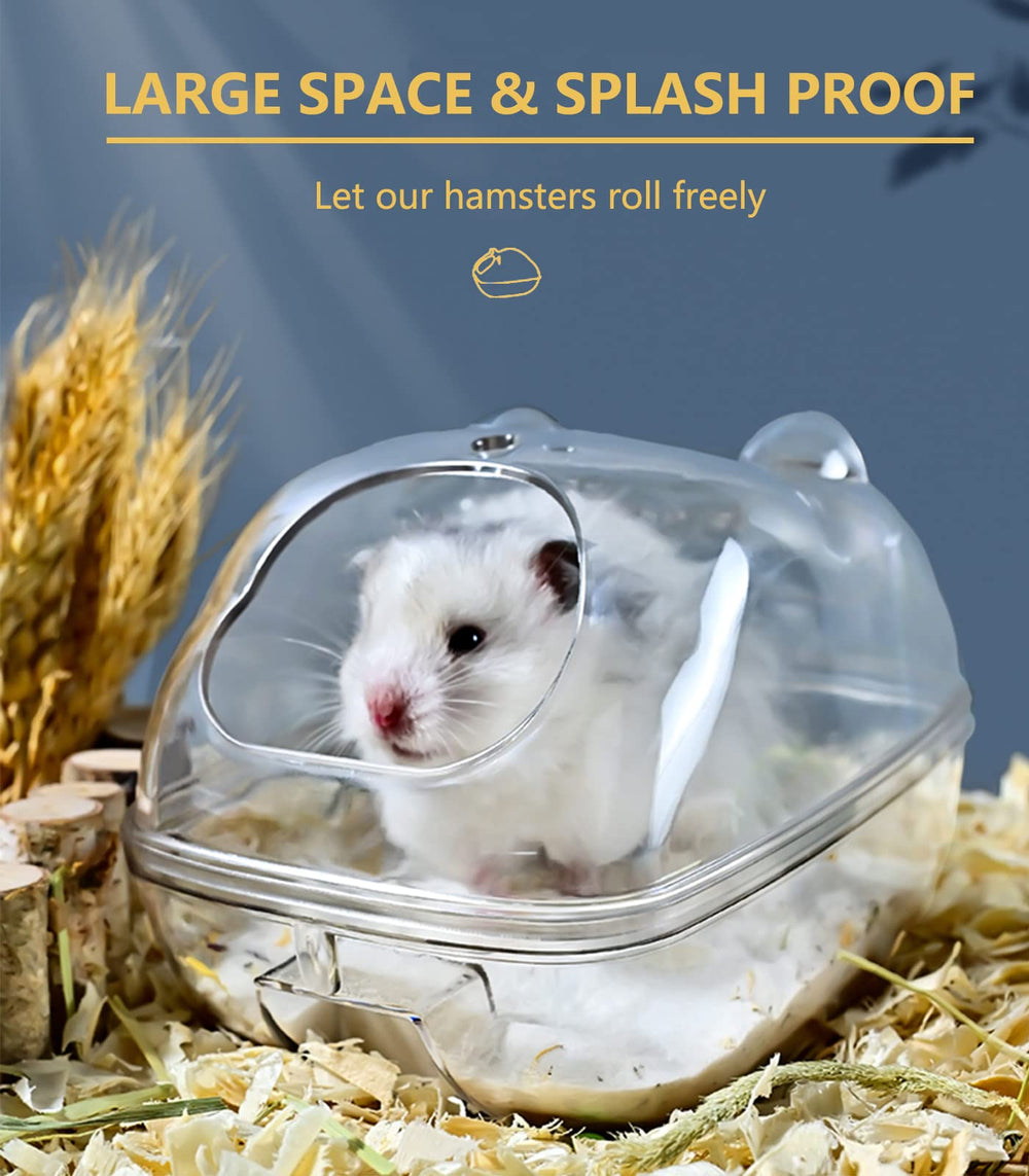 Wenriko hamster sand bath container inside view demonstrates easy scooping and bottom-curve for quick cleaning.
