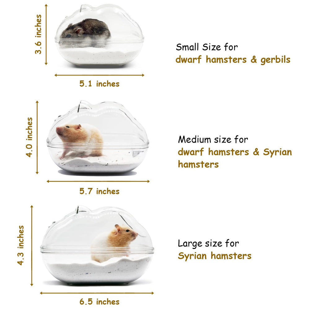 Wenriko hamster sand bath container with lid on highlights contained sand inside for tidy cages.