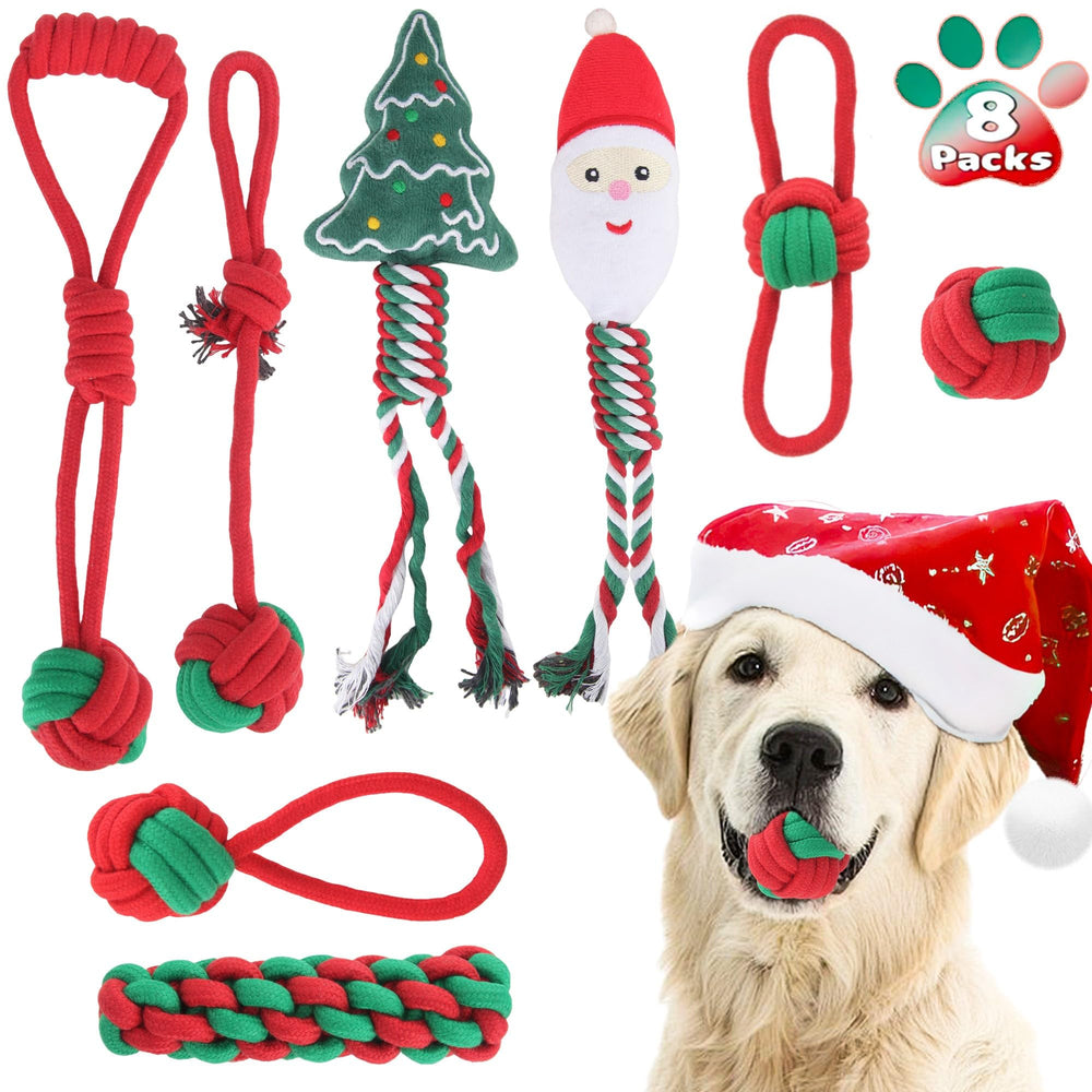 Weocar Christmas dog rope toys pack cover for festive play with small and medium dogs