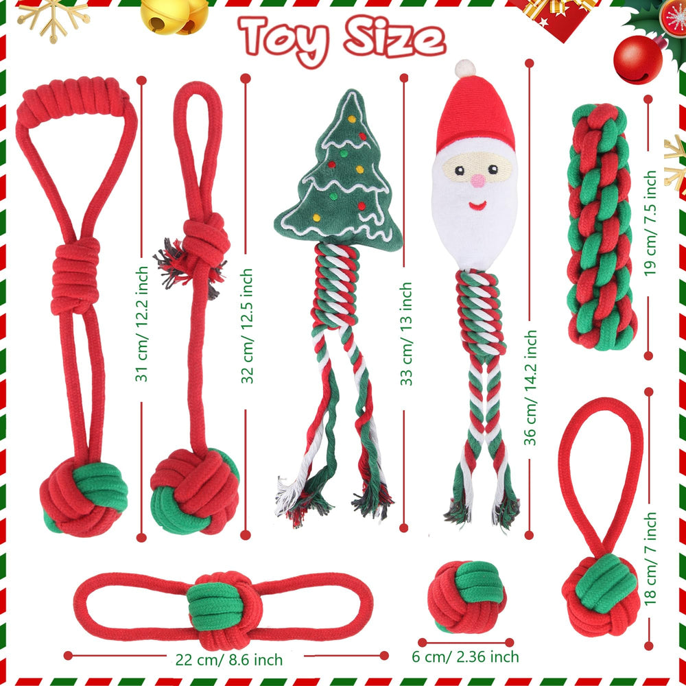Weocar durable cotton rope set in holiday colors ready for tug and fetch