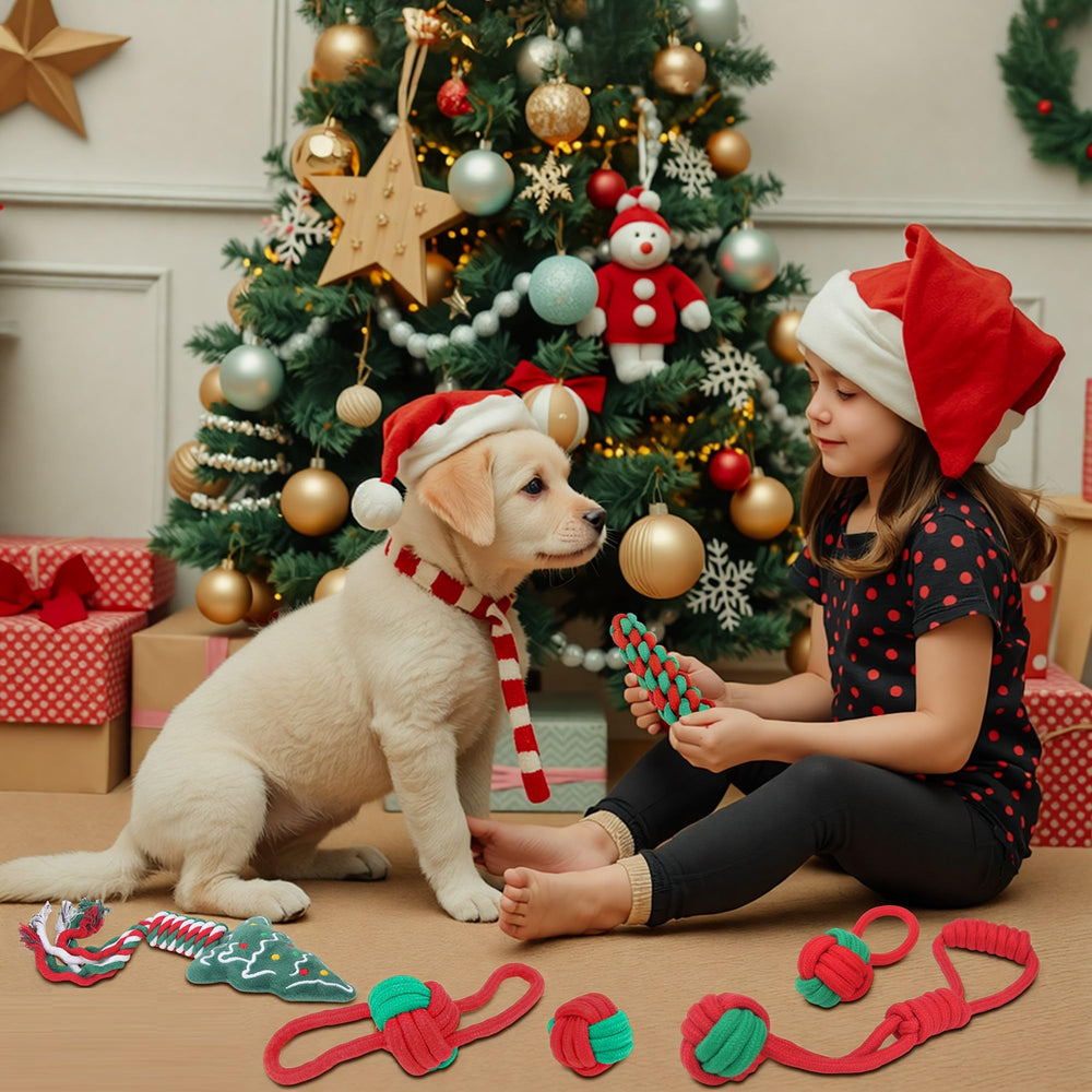 Weocar Halloween knot toys seven shapes close-up showing safe cotton material for gentle puppy teeth cleaning