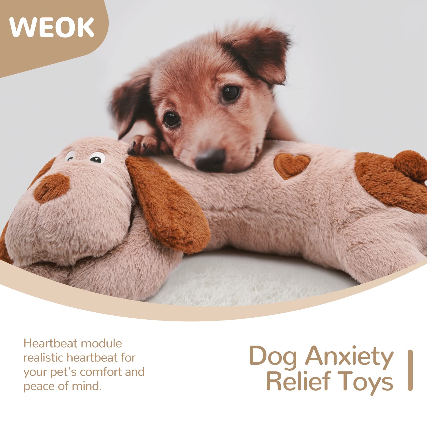 WEOK battery-powered heartbeat device setup demonstrates simple on/off operation.