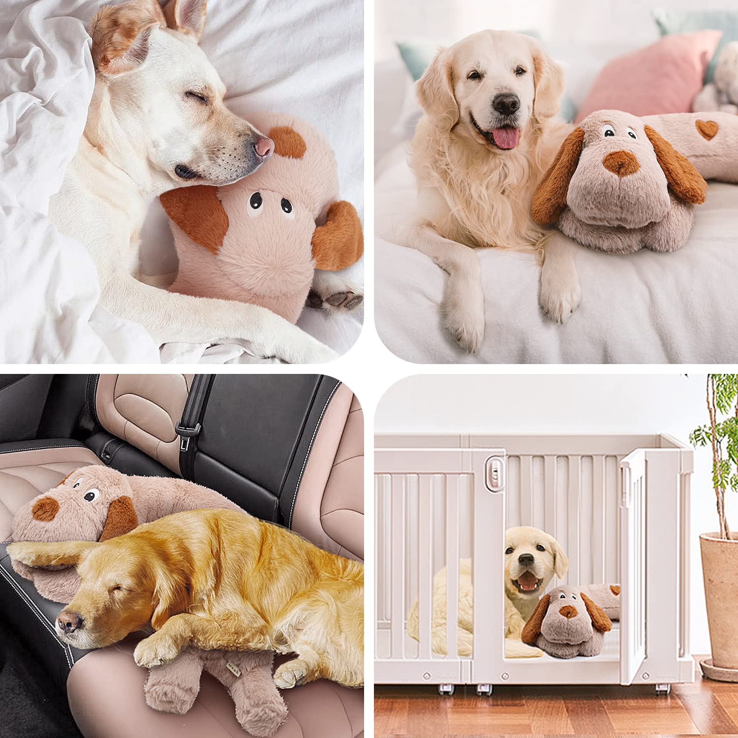 WEOK cat heartbeat toy relaxation scene conveying calming effect during separation.