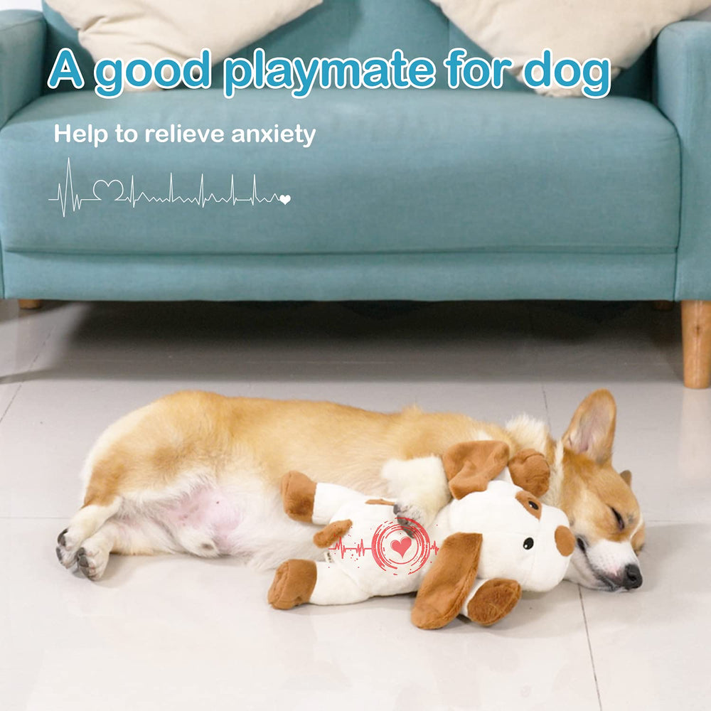 WEOK Heartbeat Dog Toy home-calm-use-case depicts pets settling in.