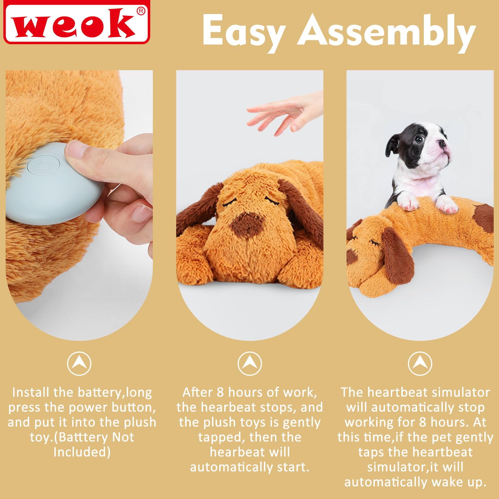 WEOK Heartbeat Puppy Toy battery compartment—easy to replace and maintain