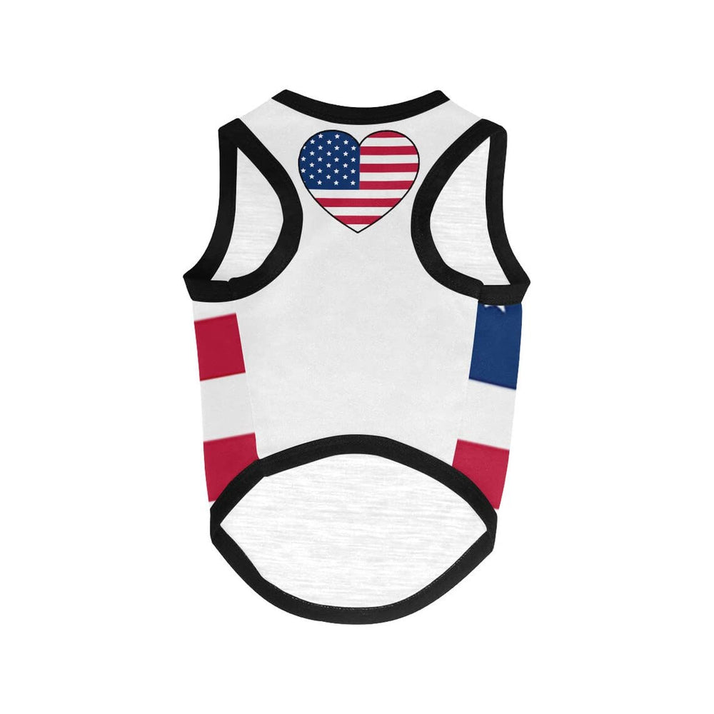weokwock American flag dog shirt side view highlighting festive graphic for celebrations