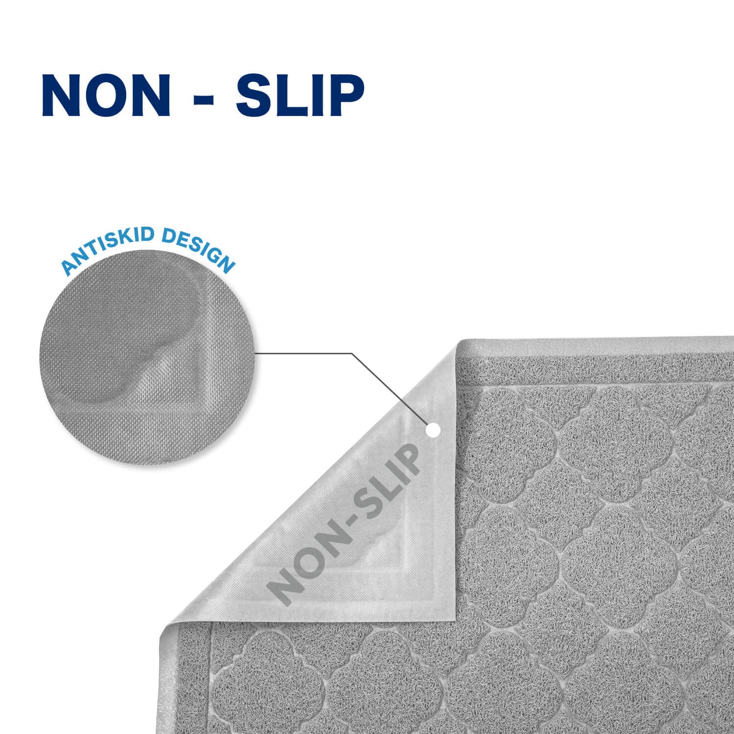 WePet cat litter mat 95-percent-trap augments litter containment around the box.