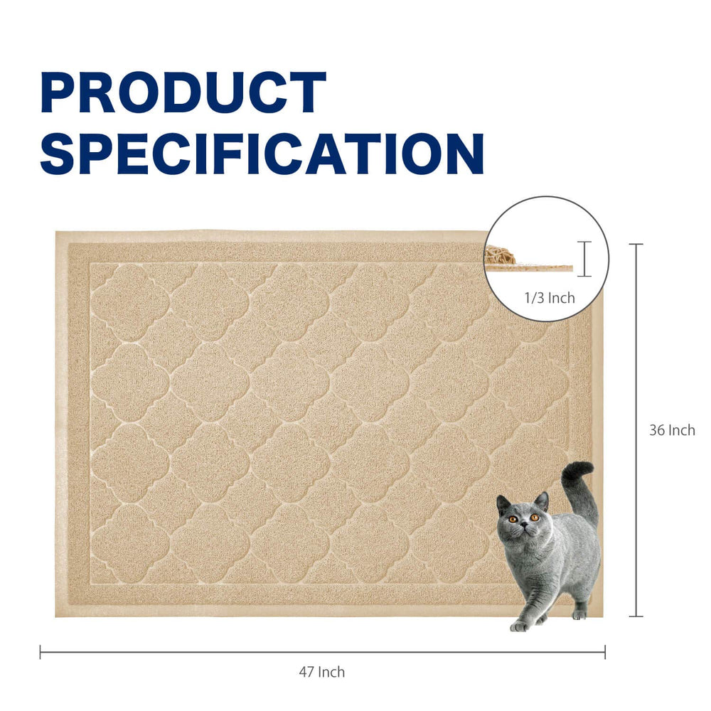 WePet cat litter mat beige XXL deep grooves highlight effective litter capture for easy cleanup