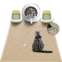 WePet cat litter mat beige XXL front view demonstrates large size and litter-trapping action