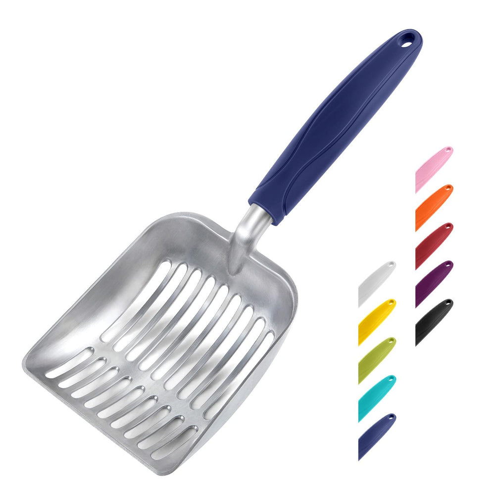 WePet cat litter scoop with aluminum blue handle for precise clump removal and quick cleanup
