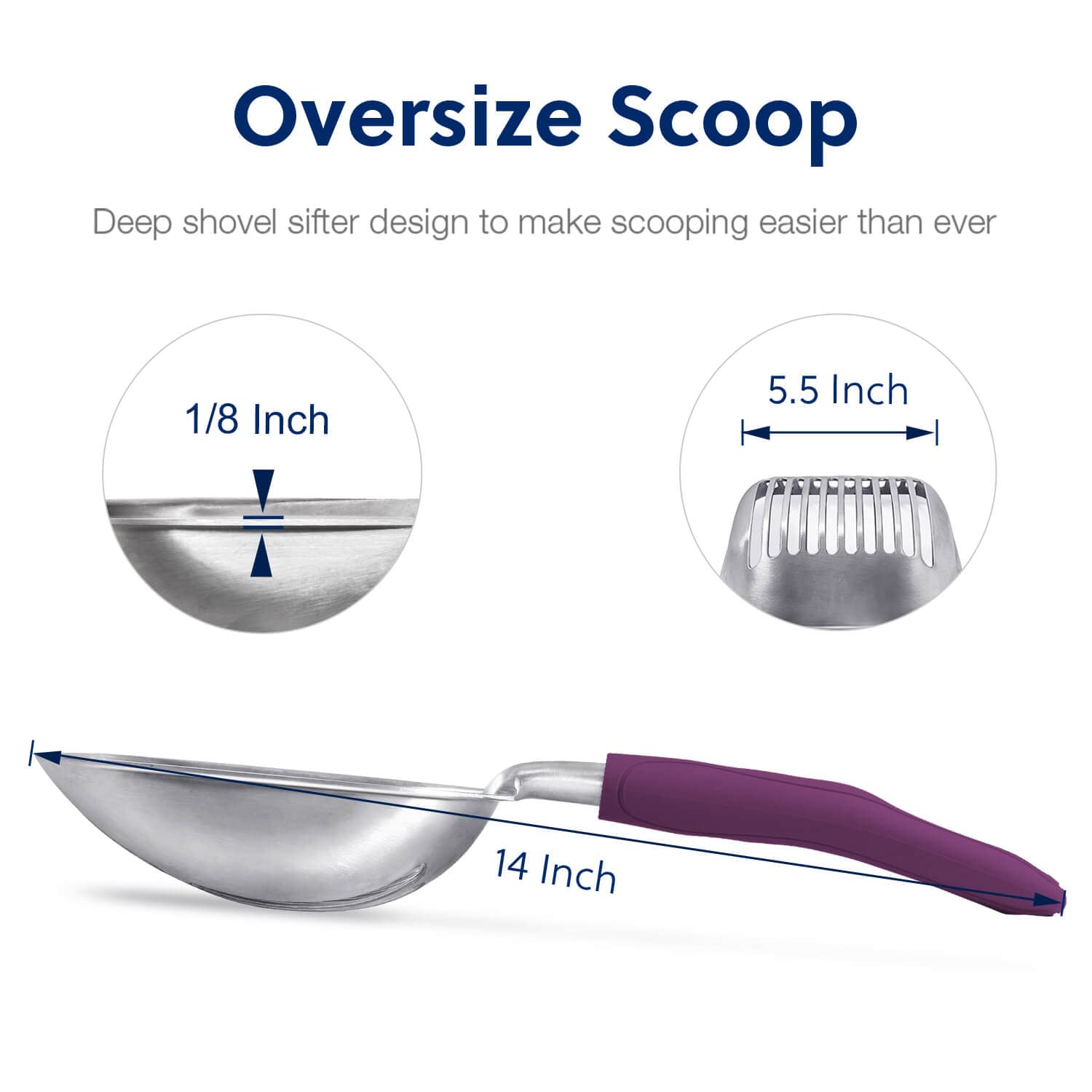 WePet cat litter scoop, deep shovel design for reaching corners and clumps