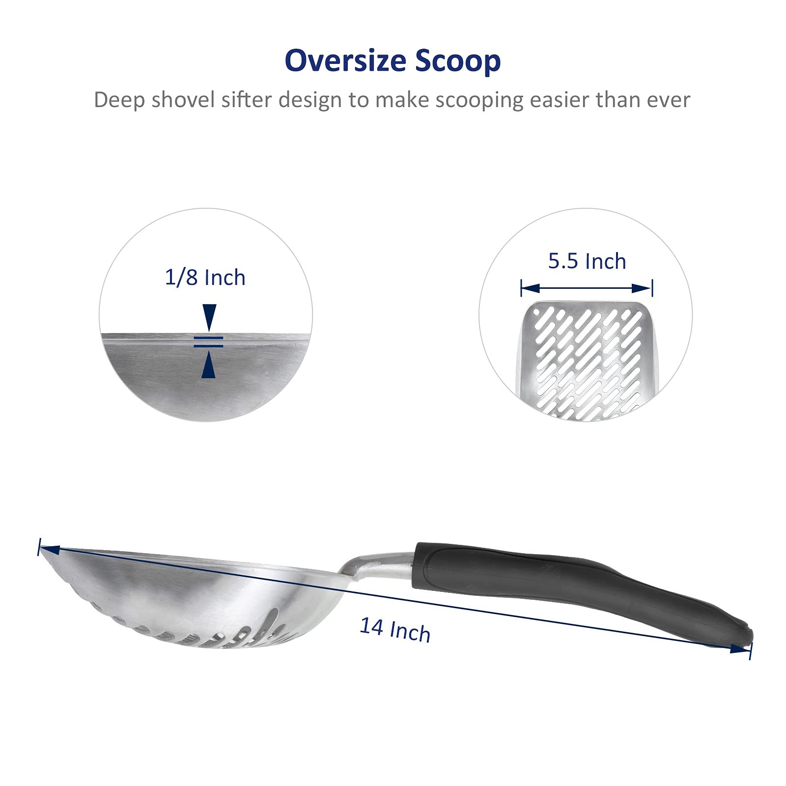 WePet litter scoop long-handle for comfortable reach and control.