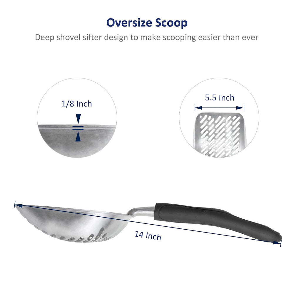WePet litter scoop long-handle for comfortable reach and control.