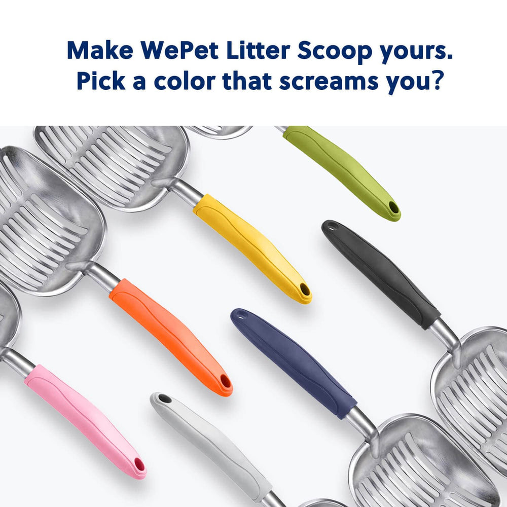 WePet cat litter scoop with no serrated edge for smoother clump removal