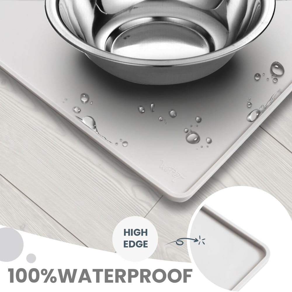 WePet dishwasher-safe pet mat makes quick cleanup possible after meals.