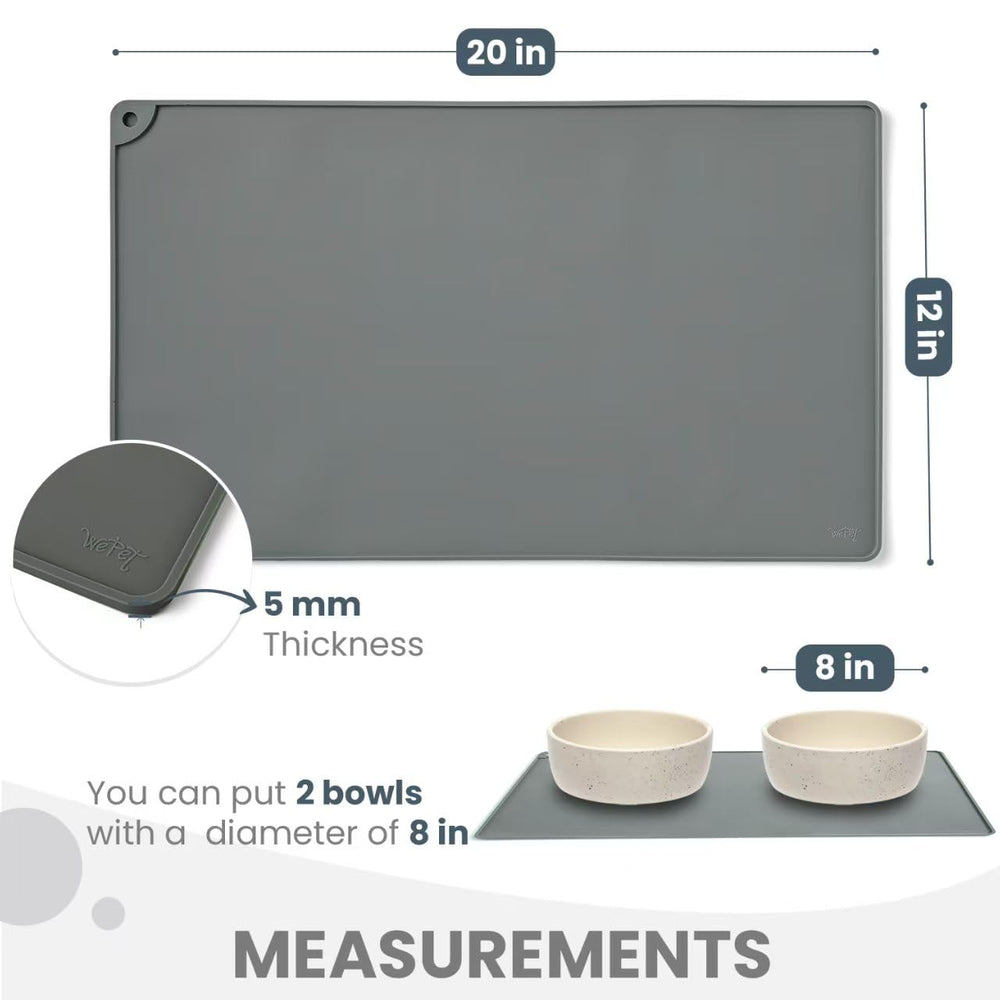 WePet dog feeding mat rock grey edge-raised design contains messes