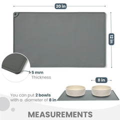 WePet dog feeding mat rock grey edge-raised design contains messes