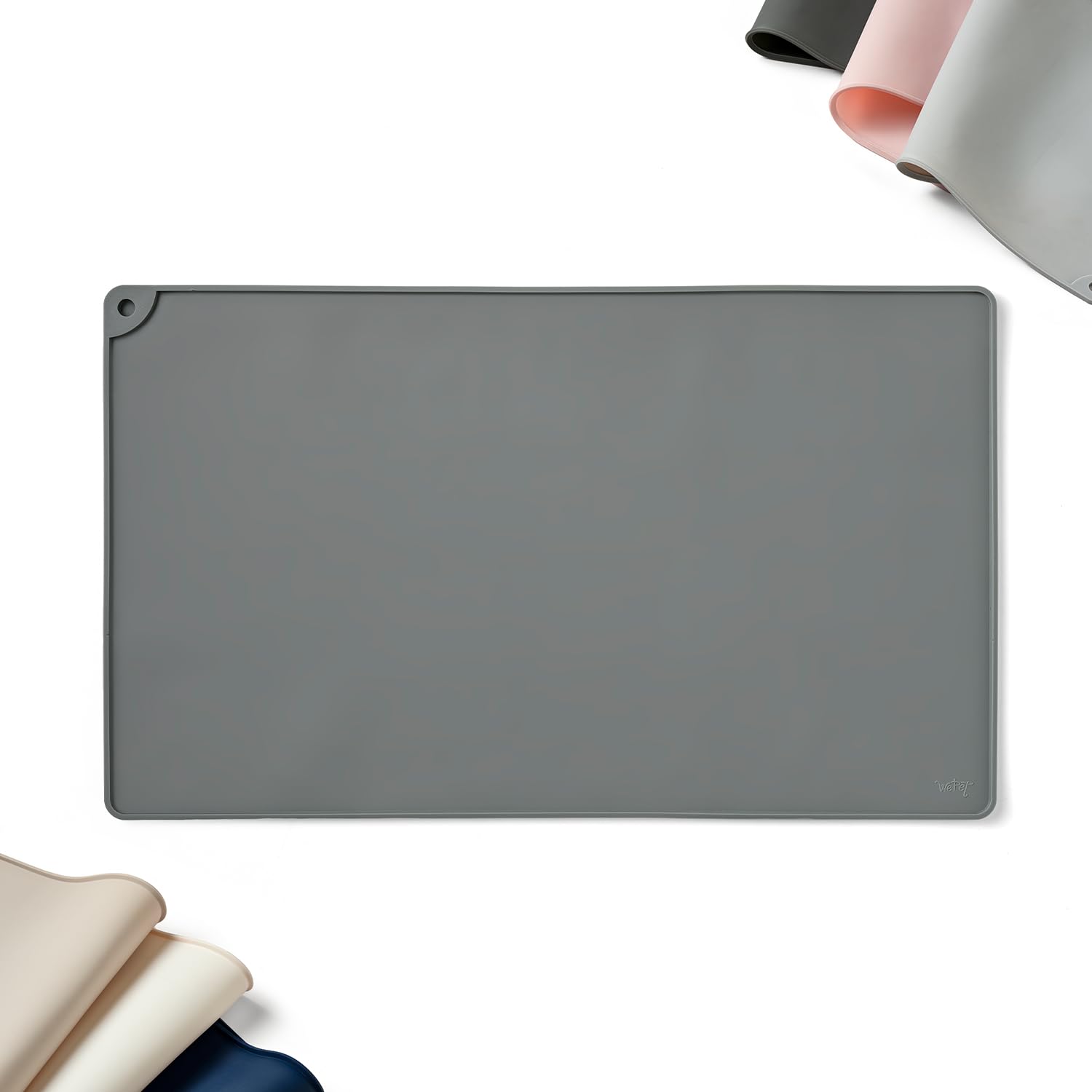 WePet dog feeding mat rock grey flat view reduces spills during meals