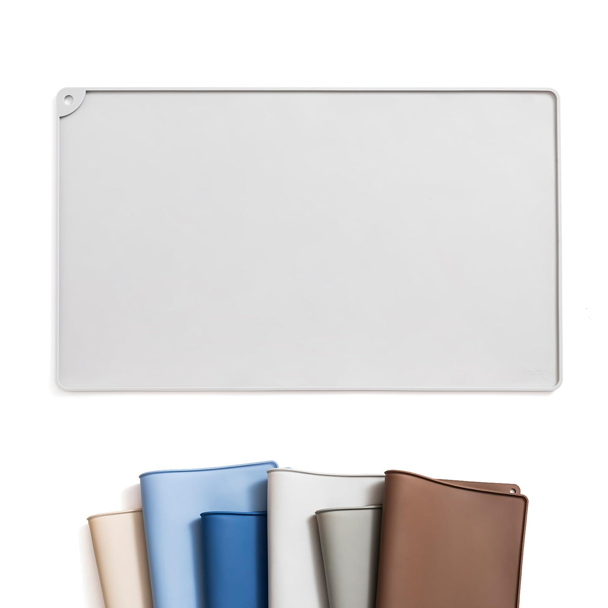 WePet dog feeding mat in silver grey keeps bowls steady and floors clean.