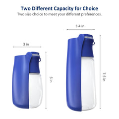 WePet 12oz blue bottle open for quick hydration during a walk