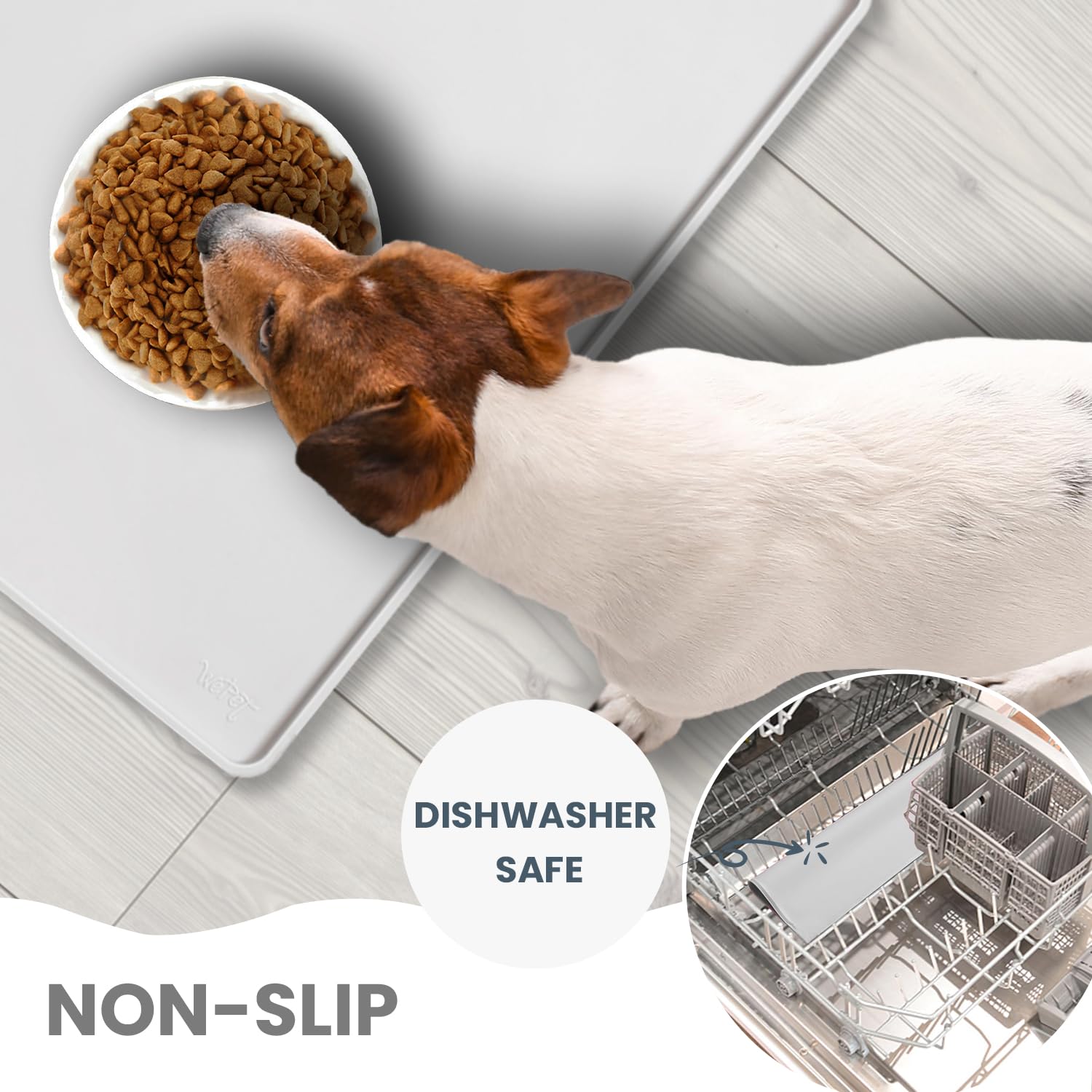 WePet food-bowl station mat designed for easy storage and travel.