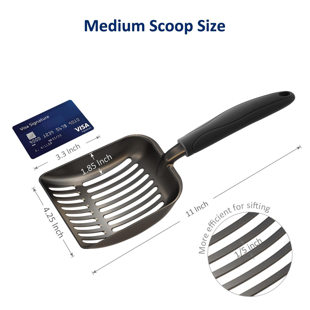 WePet litter-scoop-non-stick-coating stays clean for quick reuse.