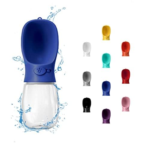 WePet navy blue 12oz dog water bottle ready for outdoor walks.