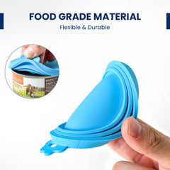 WePet silicone lid showing snug seal on a standard can.