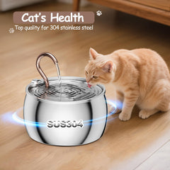 WEPOIU stainless steel cat fountain bowl shows easy-clean design.