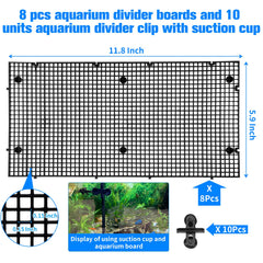 Weramics fish tank divider suction cups secure the divider to the tank.